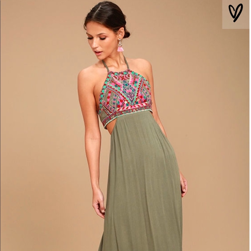 NWT Lulus olive resort maxi dress